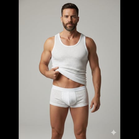 Beru Erkek Beyaz File Tank Top Boxer Takımı Najmaddin
