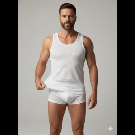 Beru Erkek Beyaz File Tank Top Boxer Takımı Najmaddin