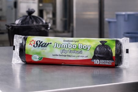 Bez Star Plus Endüstriyel  Boy Atık Torbası 80x110 cm 10 Adet Dayanıklı Sanayi Tipi Atık Poşeti Najmaddin