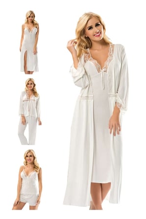 Beru Ekru Penye Çeyizlik 6' Lı Set - 1510 Najmaddin