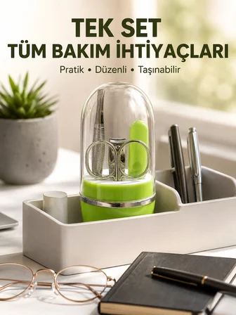 Mey Mey İthalat Yeşil Tırnak Bakım Seti Cımbız Makas Tırnak Makası ve Törpü Najmaddin