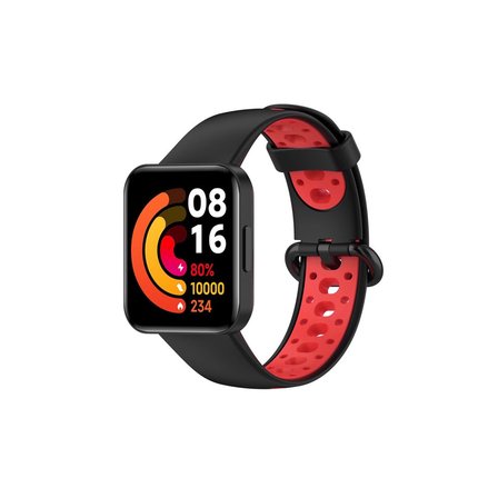 MEPA Najmaddin Xiaomi Redmi Watch 2 Spor Delikli Kordon - Siyah-kırmızı Najmaddin