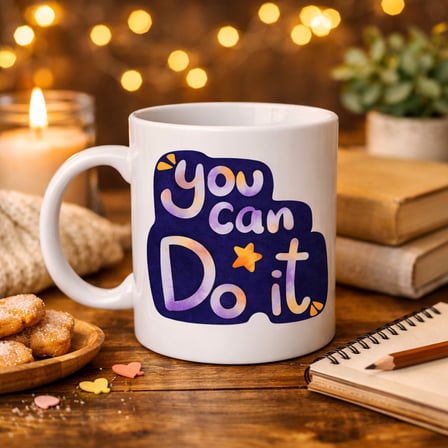 Bez You Can Do It Motivasyon Kupası MODEL 132 – İlham Veren Tasarım, Porselen Kupa, Ofis & Hediye Kupası Najmaddin