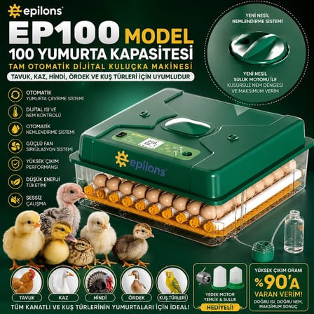Karg Ep100 Kuluçka Makinesi Yeni Nesil Suluk Üstten Havalandırma Sistemli Tavuk Kaz Hindi Ve Kuş Türleri İçin Najmaddin