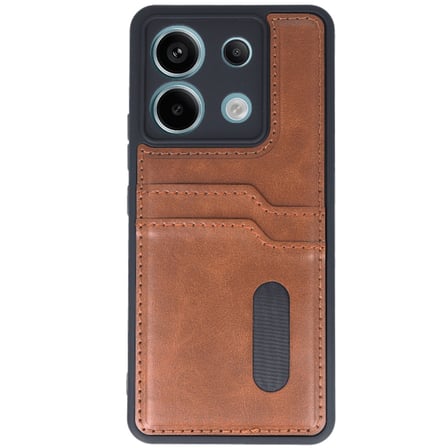 Bez Redmi Note 13 Pro 5G Kılıf Sara Kartvizitli Deri Kılıf - Taba Najmaddin