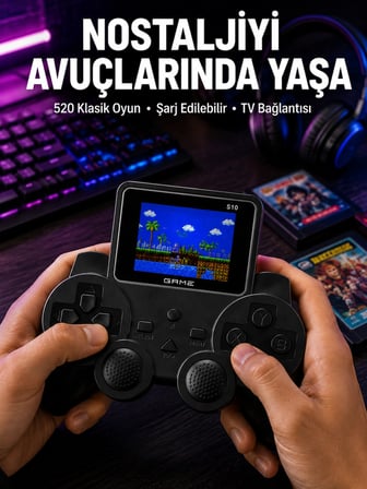 Karg Şarjlı Retro Gamepad Oyun Konsolu 520 Oyunlu Tv Çıkışlı El Konsolu Najmaddin