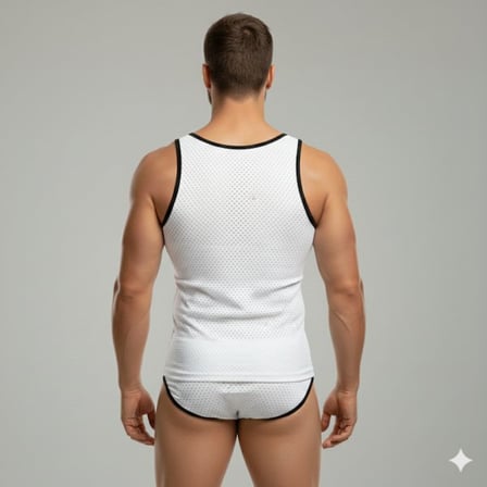 Beru Beyaz Delikli Kumaş Tank Top Slip Takımı Najmaddin