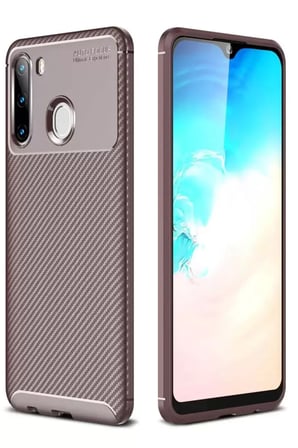Sh Newface Samsung Galaxy A21 Kılıf Auto Focus Karbon Kapak - Kahverengi Najmaddin