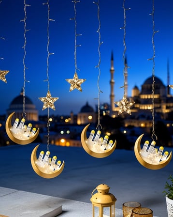 Çe Led Ramazan Işığı 3 Metre Hilal Yıldız Dekorasyonu Najmaddin
