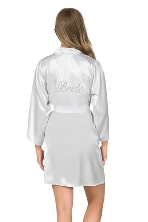 Beru Ekru Kısa Saten Bride Sabahlık Najmaddin