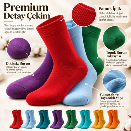 Beru Unisex Renkli Çorap 8'li Set Günlük Rahat Esnek Uzun Soket Çorap Canlı Renkler Yumuşak Konforlu Seti Najmaddin