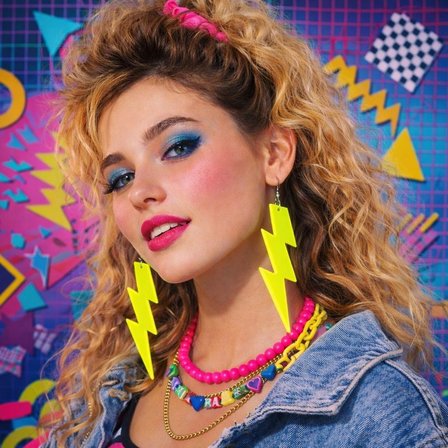 Tedar 80’ler 9039lar Retro Neon Sarı Şimşek Küpe 10 Cm Najmaddin