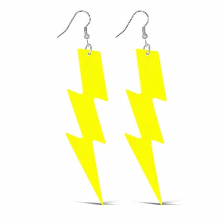 Tedar 80’ler 9039lar Retro Neon Sarı Şimşek Küpe 10 Cm Najmaddin