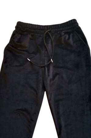 Tedar Parlak Kadife Cepli Pantolon Eşofman Pijama Altı Unisex Lastikli Paça Siyah Najmaddin