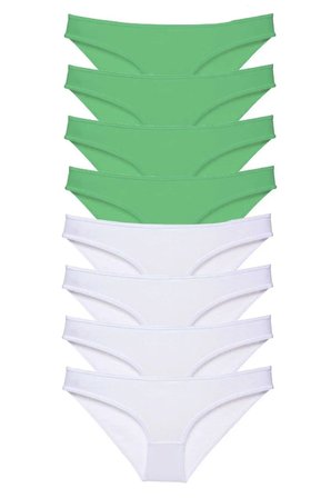 Tedar 8 adet Eko Set Likralı Kadın Slip Külot Yeşil Beyaz Najmaddin