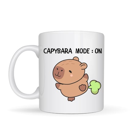 Bez Capybara Mode On Yazılı Komik Tasarım Kupa Model 238 Sevimli Baskılı Seramik Kahve Kupası Najmaddin