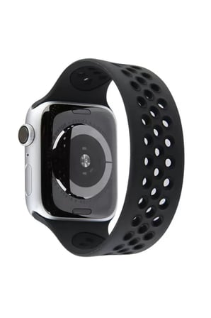Mark Newface Apple Watch 42mm Ayarlı Delikli Silikon Kordon - Siyah-Siyah Najmaddin