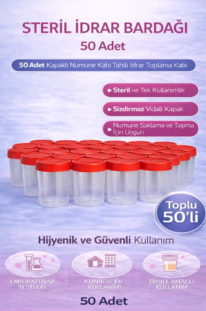 Bez Steril İdrar Kabı Kapasiteli Numune Toplama Kabı 50 Adet Najmaddin