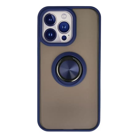 Sh Apple İphone 15 Pro Kılıf Montreal Yüzüklü Silikon Kapak - Lacivert Najmaddin