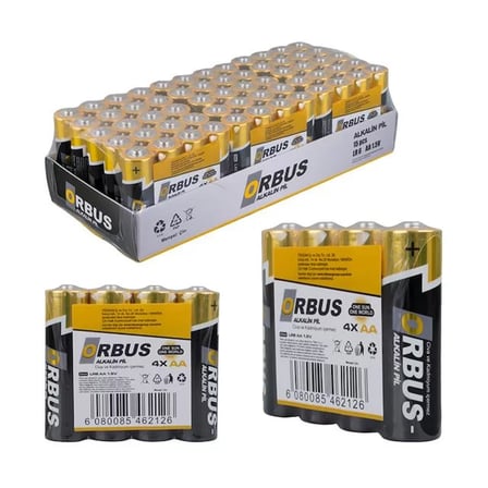 Sh Orbus Klrorb-lr06-4b 1.5v Aa 60 Adet 4'lü Paket Alkalin Kalem Pil Najmaddin