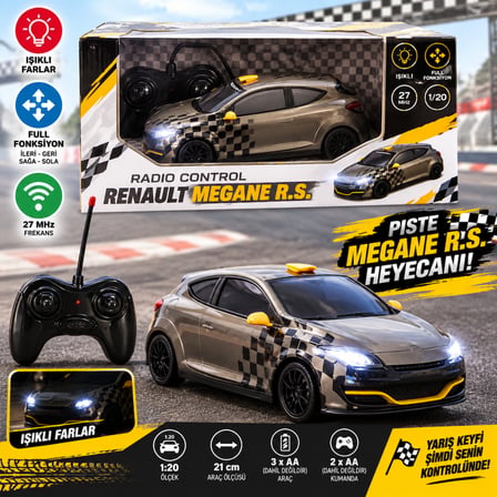 Ticaret 1:20 Renault Megane R.S. Işıklı Uzaktan Kumandalı Araba Najmaddin