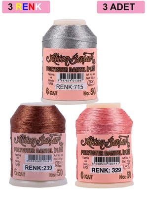 Tedar 3 Adet Altınbaşak Oya ve Dantel İpi 20 gr - Royaleks - No: 239 - 329 - 715 Najmaddin