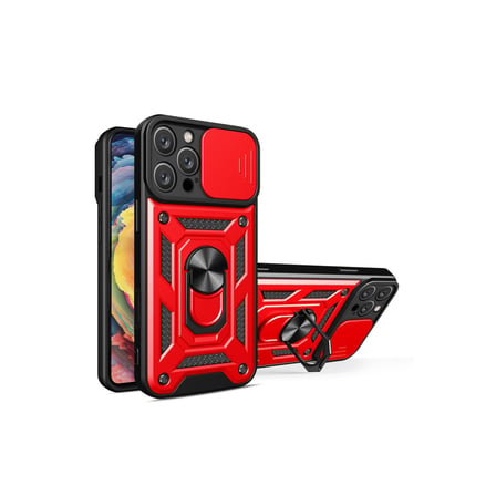 Bez iPhone 16 Pro Max Kılıf Pars Lens Yüzüklü Silikon - Kırmızı Najmaddin