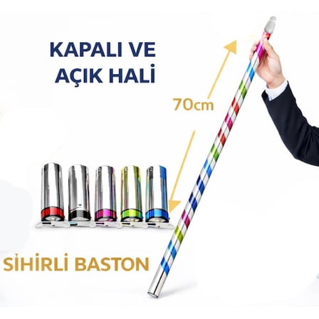 Emin Sihirli Açılır Baston – Mendilden Bastona İlizyon Oyunu (70 cm) Najmaddin