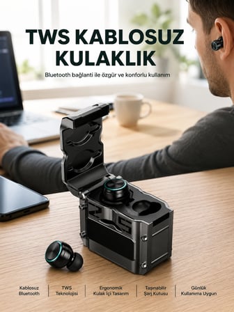 Mey Mey İthalat Ergonomik Tasarımlı Bluetooth Kulaklık | Suya Dayanıklı | Dokunmatik Kontrollü Yeni Nesil Najmaddin