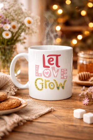 Bez Let Love Grow Tasarımlı Porselen Kupa Model 37 – Sevgi Temalı Özel Hediye Kupası Najmaddin