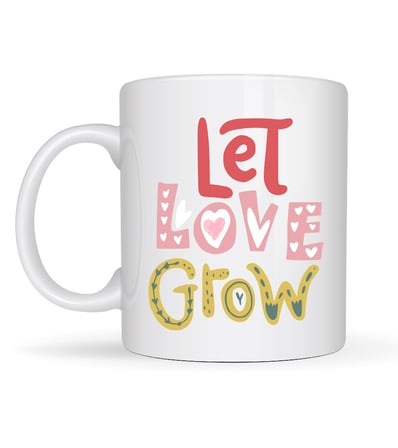 Bez Let Love Grow Tasarımlı Porselen Kupa Model 37 – Sevgi Temalı Özel Hediye Kupası Najmaddin