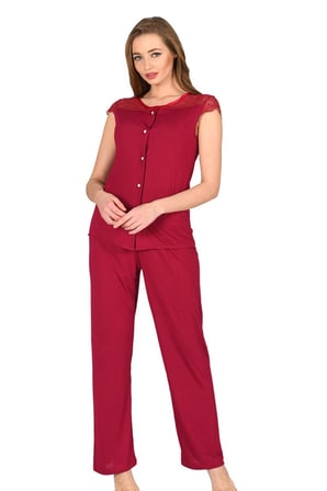 Beru Bordo Penye Pijama Takımı - 1632 Najmaddin