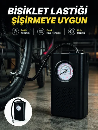 Mey Mey İthalat Analog Manometreli Kompakt Araç Hava Pompası Lastik Şişirme Cihazı Najmaddin