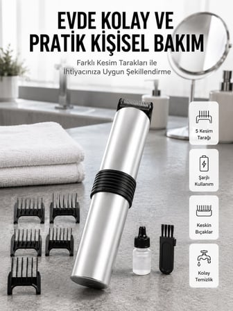 Karg Yeni Nesil Profesyonel Şarjlı Saç Sakal Tıraş Makinesi Ayarlanabilir 4 Taraklı Najmaddin