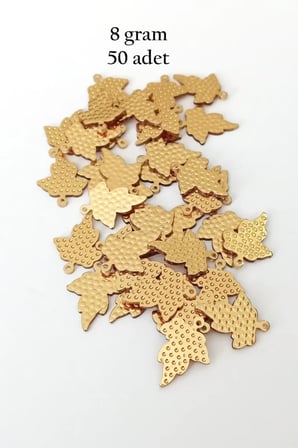 Tedar Oya Abiye Bileklik Kolye Pleksi Metalik Plastik Pul Altın Renk 8 gram 50 adet - BNC489 Najmaddin