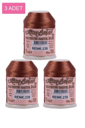 Tedar 3 Adet Altınbaşak Oya ve Dantel İpi 20 gr - Royaleks - No: 239 Najmaddin