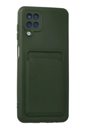 Samsung Galaxy A12 Kılıf Kelvin Kartvizitli Silikon - Koyu Yeşil Najmaddin