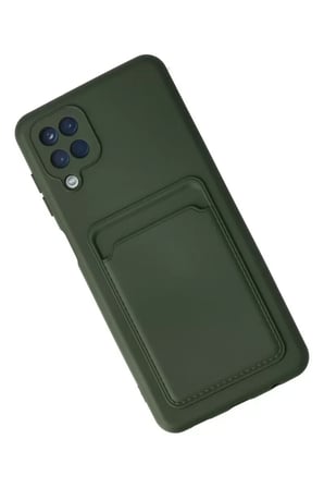 Samsung Galaxy A12 Kılıf Kelvin Kartvizitli Silikon - Koyu Yeşil Najmaddin