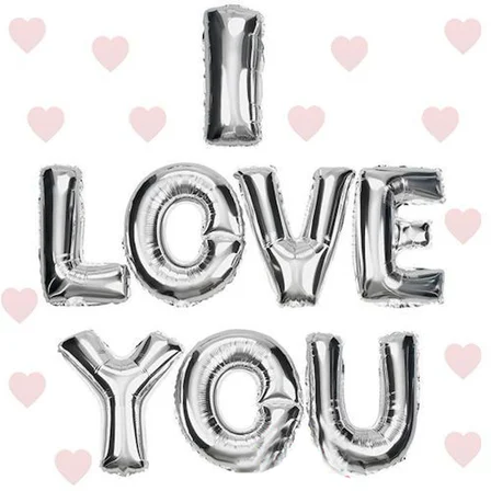 Ticaret I Love You Folyo Balon Gümüş Renk 35 CM Najmaddin