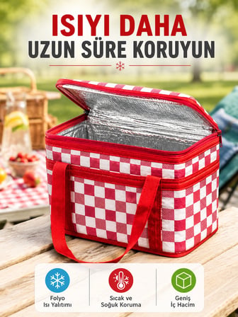 Mey Mey İthalat Çok Amaçlı Isı Yalıtımlı Termos Çanta Piknik Kamp Seyahat ve Market Kullanımına Uygun Najmaddin