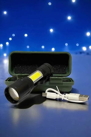 Hepsi El Feneri Led USB Şarjlı Zoom Mini Led Işık Acil Durum Feneri Najmaddin