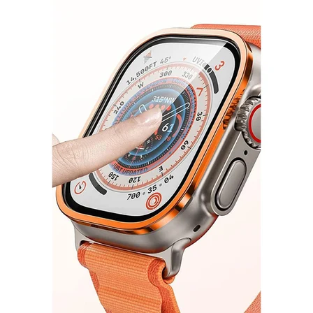 MEPA Najmaddin Watch Ultra 49mm Alüminyum Kasa Cam Ekran Koruyucu - Turuncu Najmaddin