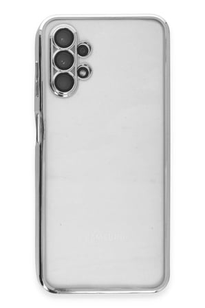 Samsung Galaxy A13 4G Kılıf Lensli Silikon - Gümüş Najmaddin