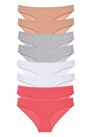 Tedar 8 adet Süper Eko Set Likralı Kadın Slip Külot Ten Gri Beyaz Fuşya Najmaddin