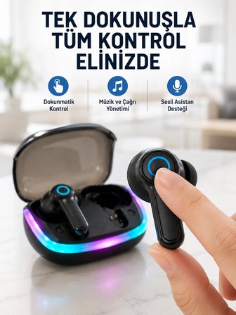 Karg Bluetooth 5.4 Tws Kablosuz Kulaklık Quad Enc Mikrofonlu Rgb Şarj Kutulu Hd Ses Najmaddin