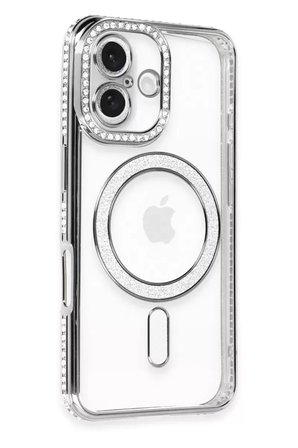 Sh Newface Apple İphone 16 Kılıf Joke Simli Magneticsafe Kılıf - Gri Najmaddin