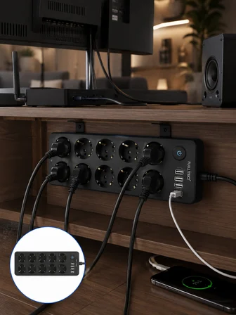 Karg 10'lu Çoklu Priz Usb Ve Type-c Şarj Girişli Akım Korumalı Grup Priz Najmaddin