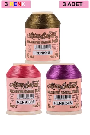 Tedar 3 Adet Altınbaşak Oya ve Dantel İpi 20 gr - Royaleks - No: 858 - 508 - 008 Najmaddin