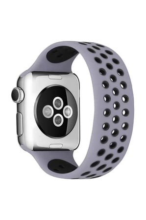 Mark Newface Apple Watch 38mm Ayarlı Delikli Silikon Kordon - Gri-Siyah Najmaddin