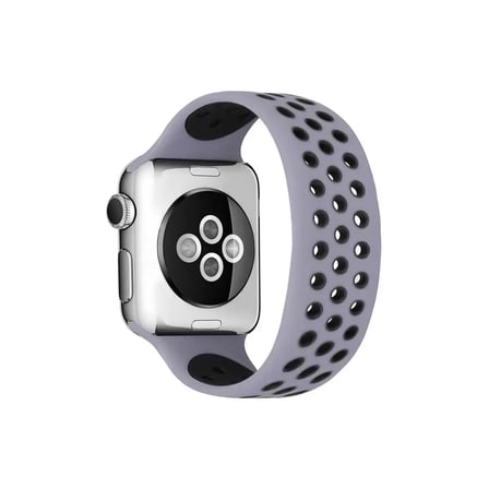 Mark Newface Apple Watch 38mm Ayarlı Delikli Silikon Kordon - Gri-Siyah Najmaddin